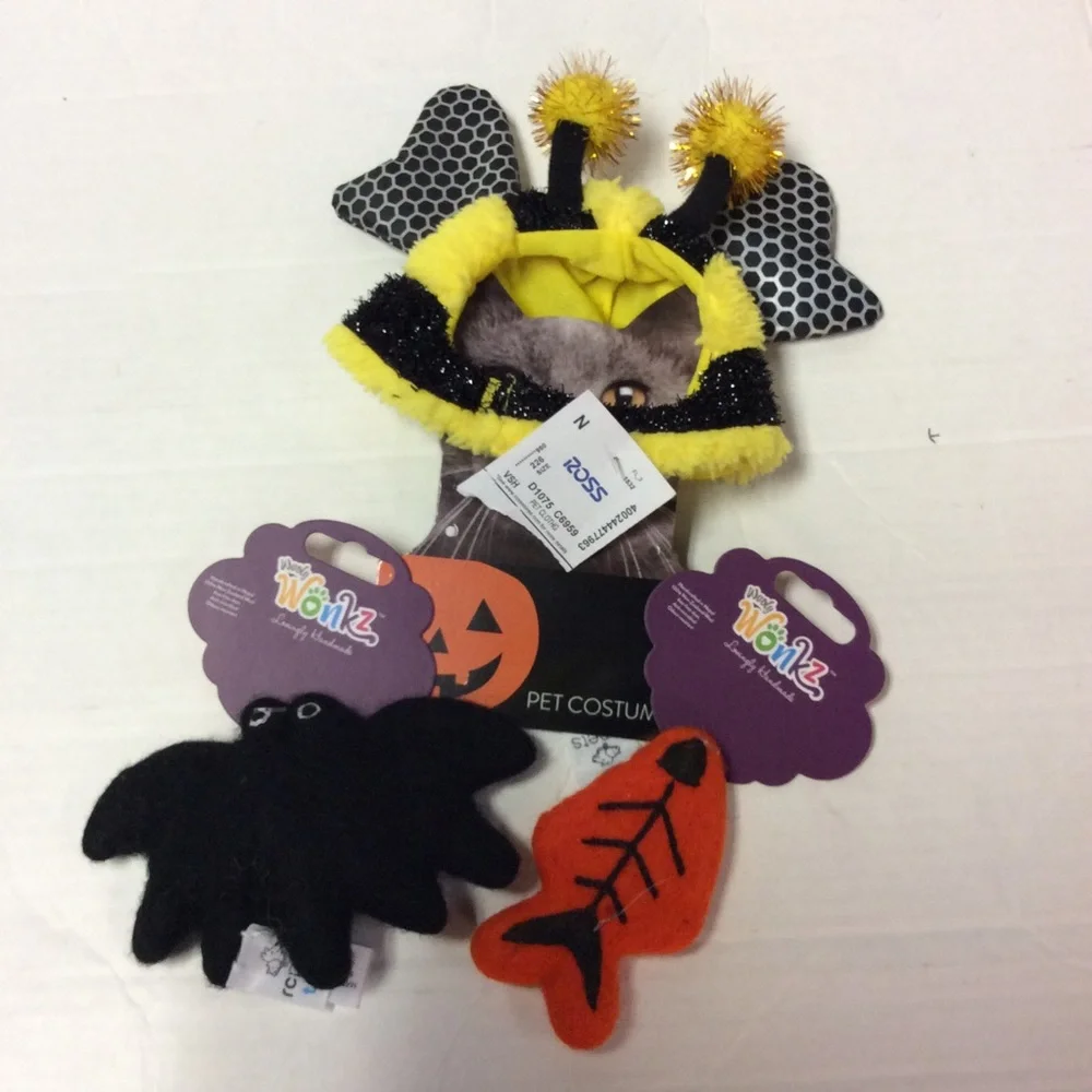 Cat Halloween Bee Hat Wooly Wonkz Cat Toys